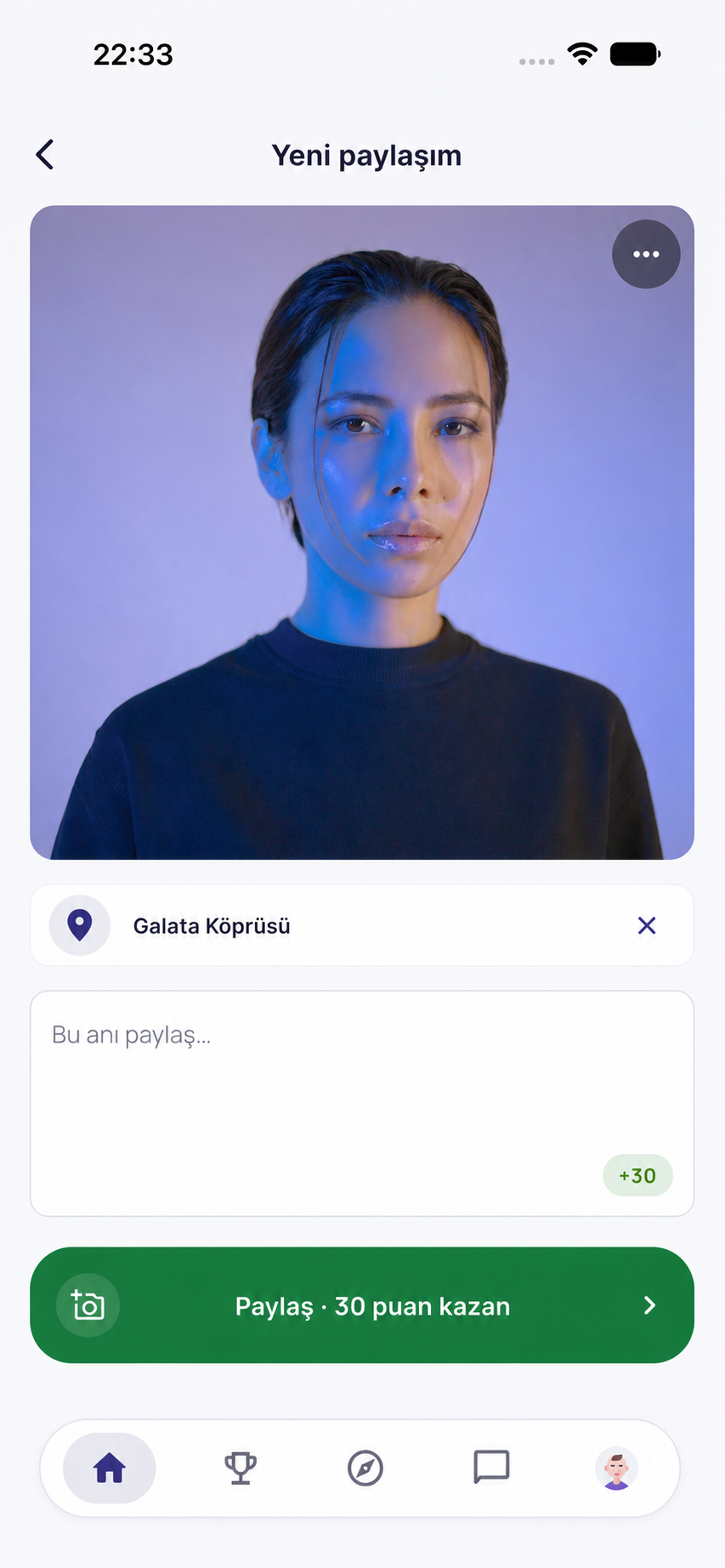 Yeni paylaşım oluşturma ekranı
