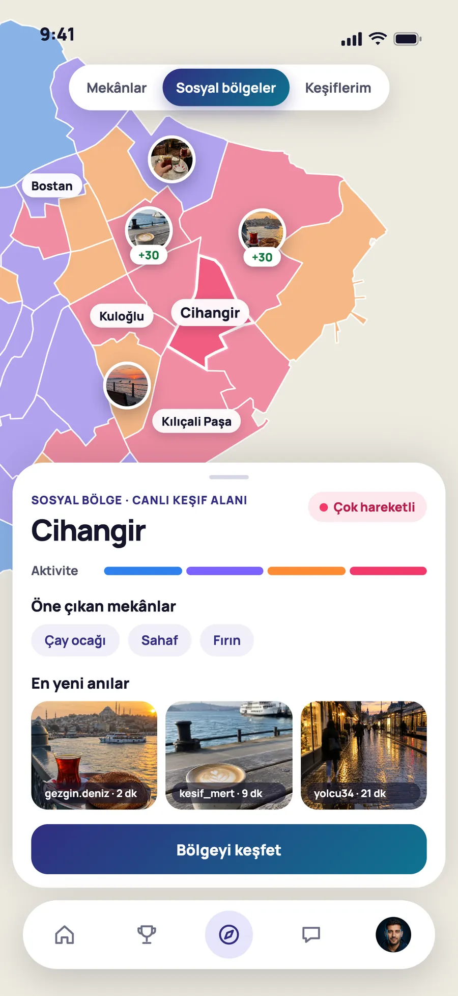 Voyarch sosyal bölge ekranı